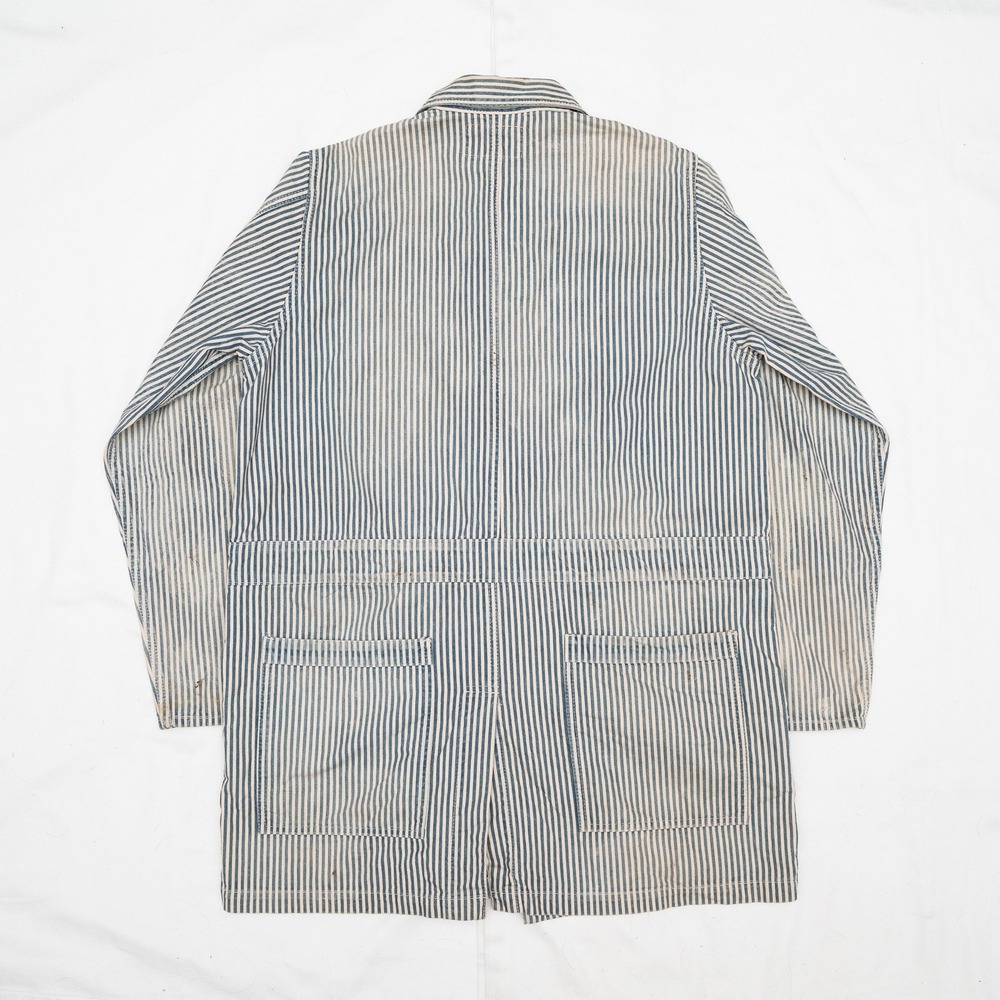 Vtg 2000s Neighborhood NBHD Hickory Stripe Dealer Chore Coat 30s 40s Style L - Picture 2 of 12